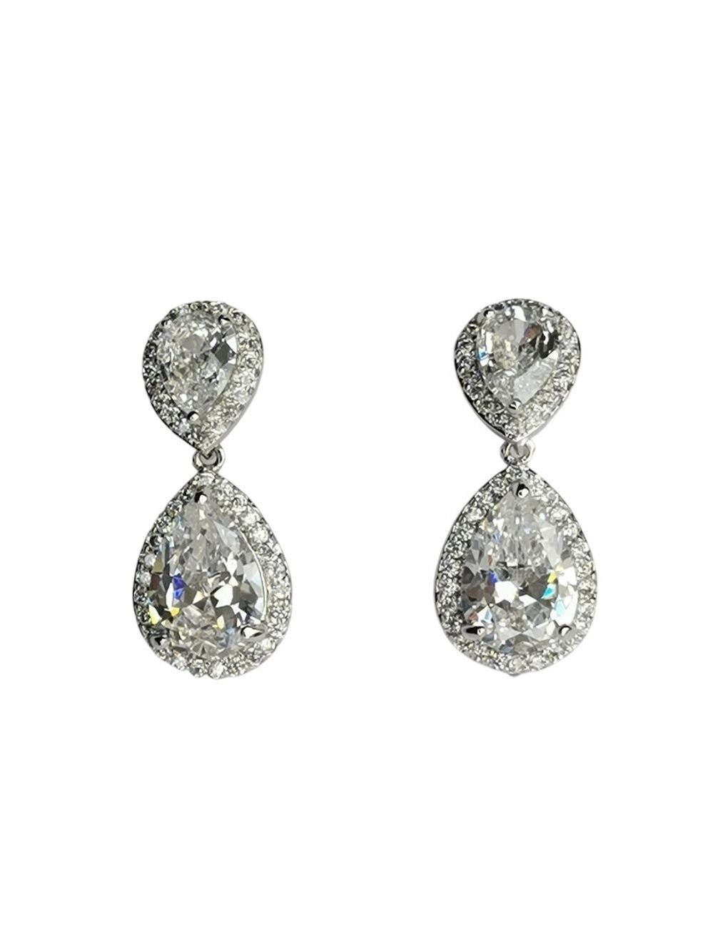 NWT earrings cz drops 14k white gold overlay